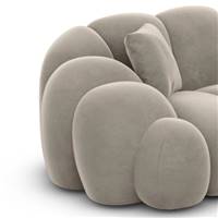 Dolban fauteuil en velours beige foncé effet nuage