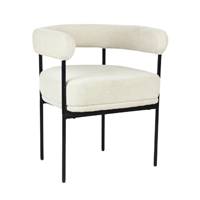 Borry chaise avec accoudoirs en tissu blanc crêpé et métal noir