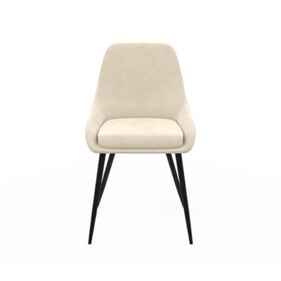 Elena chaise en velours crème et métal noir