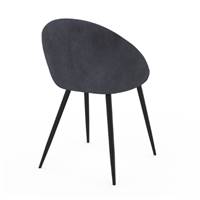 Agnes chaise arrondie en velours gris foncé et métal noir