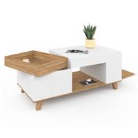 Boston table basse relevable et coffre de rangement bois et blanc