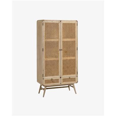 Amana armoire en bois de margousier et rotin