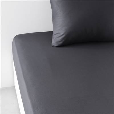 Essential drap housse 180x200 30cm coton fusain