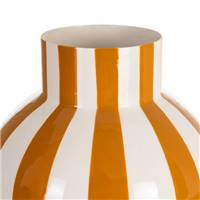 Zebri vase blanc à rayures jaune moutarde H25cm
