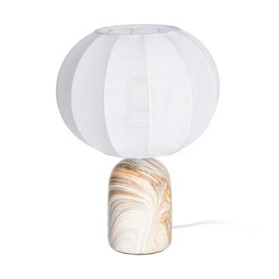 Sorella lampe de table céramique effet marbre beige et abat-jour tissu blanc