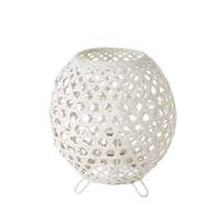 Roma lampe de table boule en métal et bambou blanc ajouré