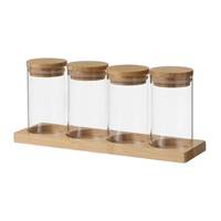 Imbala lot de 4 pots de conservation en bambou et verre