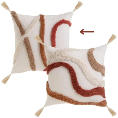 Ashkana coussin en polycoton 4 lignes croisées 45x45cm