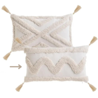 Bali coussin en polycoton vague écru 50x30cm