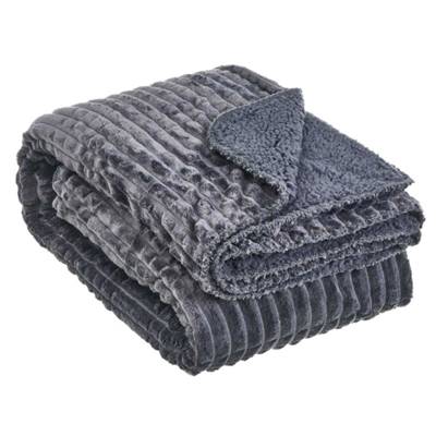 City plaid en sherpa et flanelle gris 125x150