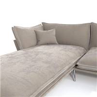 Laura canapé d'angle gauche en velours beige foncé