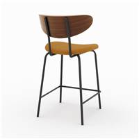 Evora chaise ilot central velours côtelé jaune et contreplaqué noyer H65