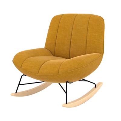 Mouty rocking chair effet velours jaune moutarde