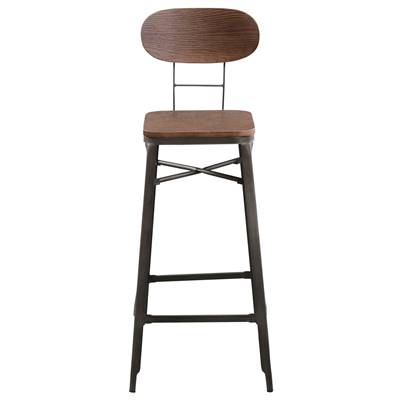 Suzie chaise de bar en bois contreplaqué foncé et métal H76