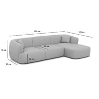 Gankeri canapé d'angle droit en tissu texturé gris anthracite