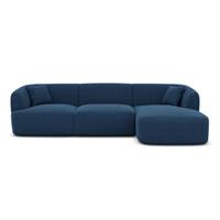 Gankeri canapé d'angle droit en tissu texturé bleu
