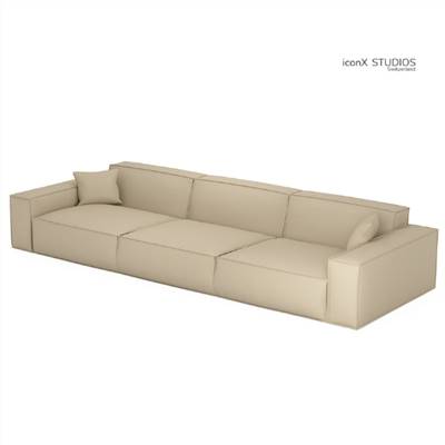 Bloom canapé 4 places en cuir beige