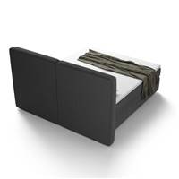 Bolabi lit boxspring 140x200 en tissu texturé gris anthracite