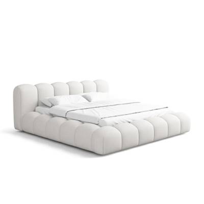 Cotton lit 160x200 avec rangement en tissu texturé blanc