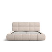 Lorea lit 180x200 avec rangement en tissu texturé beige