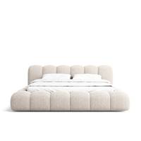Cotton lit 180x200 avec rangement en tissu texturé beige
