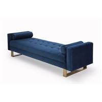 Felicie banc tissu bleu nuit et pieds dorés