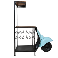 Brooklyn comptoir de bar porte-bouteille scooter bleu mtal et bois