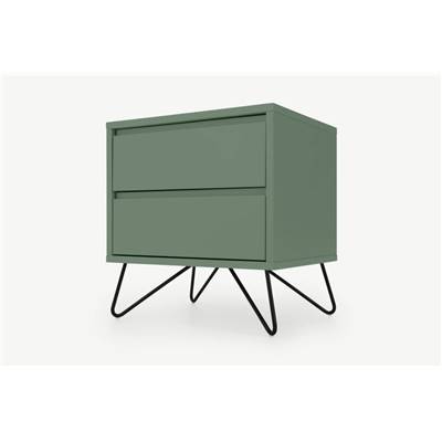 Elona table de chevet couleur vert fougère et métal noir