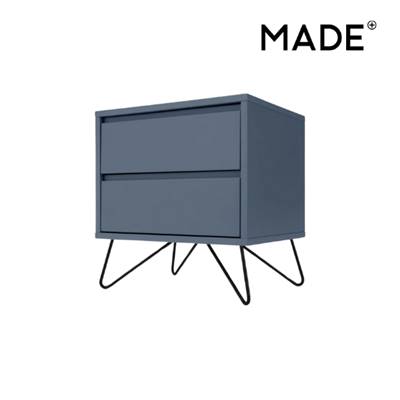 Elona table de chevet couleur bleu ardoise et noir