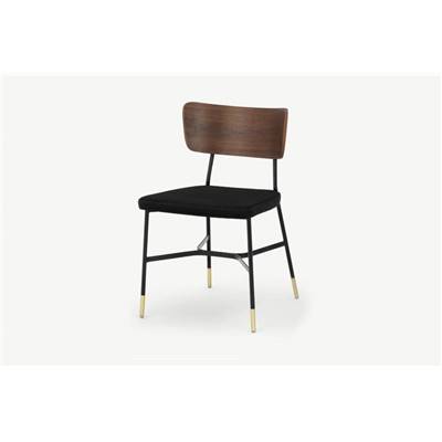 Amalyn chaise velours noir profond et noyer