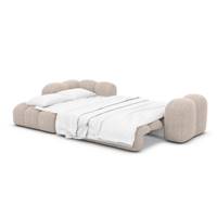 Cotton canapé d'angle gauche convertible lit en tissu texturé beige