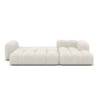 Cotton canapé d'angle droit convertible lit en tissu bouclé blanc