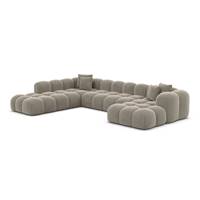 Cotton canapé panoramique d'angle droit en velours beige foncé