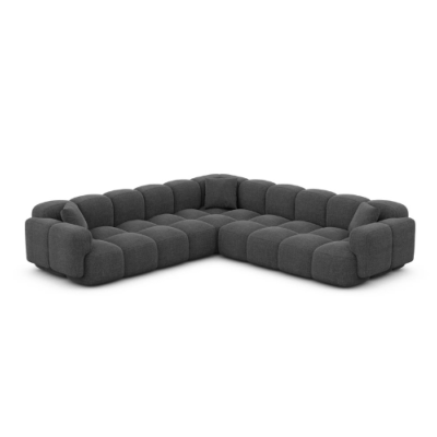 Scala canapé corner en tissu texturé gris anthracite
