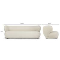 Havane canapé 3 places en tissu bouclé écru