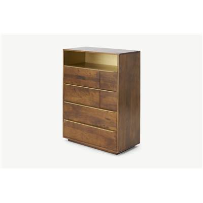 Anderson commode haute en bois de manguier et laiton