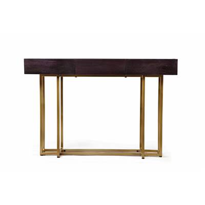 Acent console bois de manguier et métal doré
