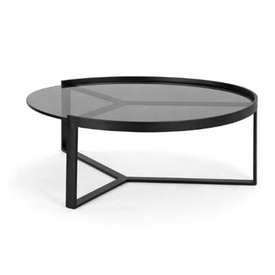Aula table basse noire et verre transparent fumé