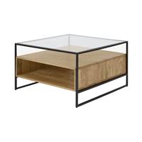 Kilby table basse carrée bois de mangier clair et verre