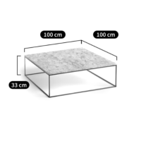 Mahaut table basse marbre noir et vert structure laiton