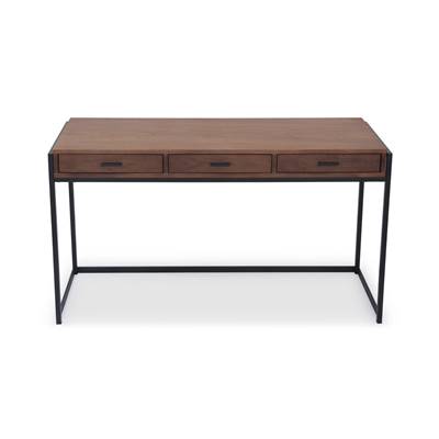 Akali console en bois foncé et pieds en métal noir
