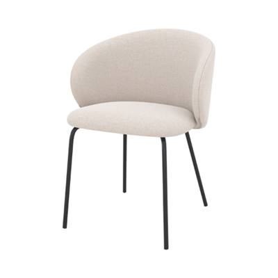 Nalon chaise en tissu beige pieds métal noir