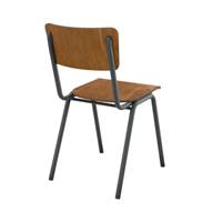 Glavo chaise style écolier en bois foncé et métal noir