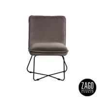 Hall fauteuil en velours gris foncé pieds métal noir