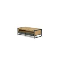 Kiko, Table basse 1 niche et 2 tiroirs Acacia et Mtal