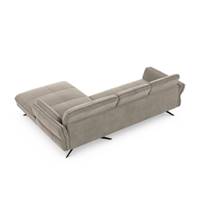 Rokosi canapé d'angle droit avec tétières réglables en velours beige foncé