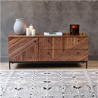 Maize meuble TV 1 porte 2 tiroirs en bois recyclé et métal