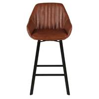 Moss chaise de bar pivotante en simili cuir marron vieilli H65