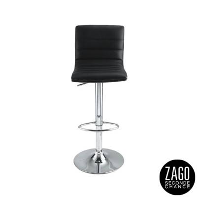 Oli chaise de bar en PU noir pied métal
