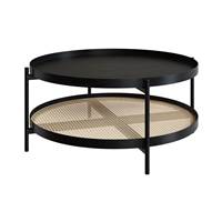 Cedak table basse en cannage et bois de mindi noir Ø84
